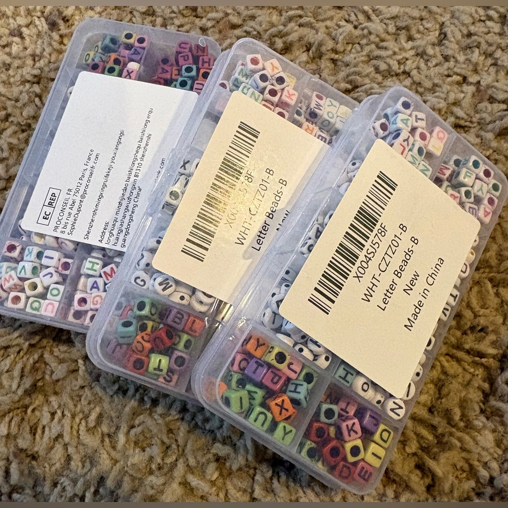 NEW, Letter Bead Boxes + String